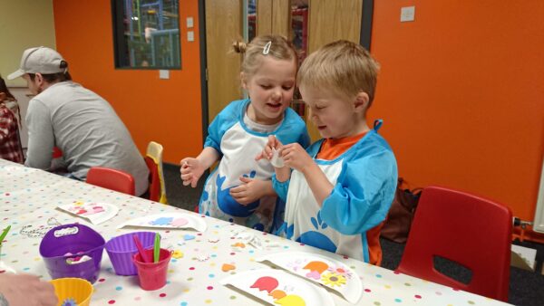Toddlers crafting Mini Makes & Bakes