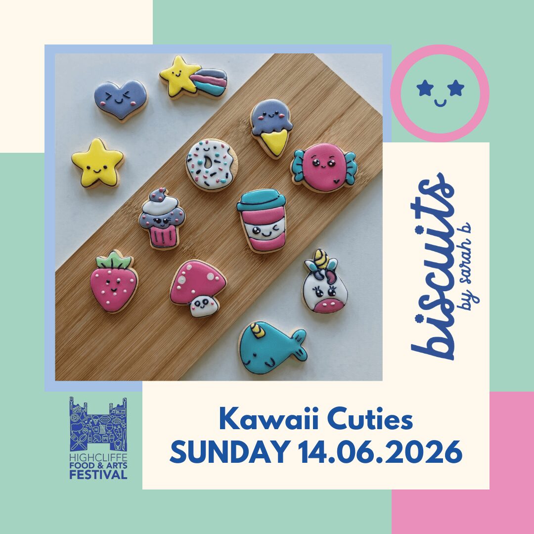 Highcliffe Food & Arts Festival biscuit decorating class Kawaii Cuties Sunday