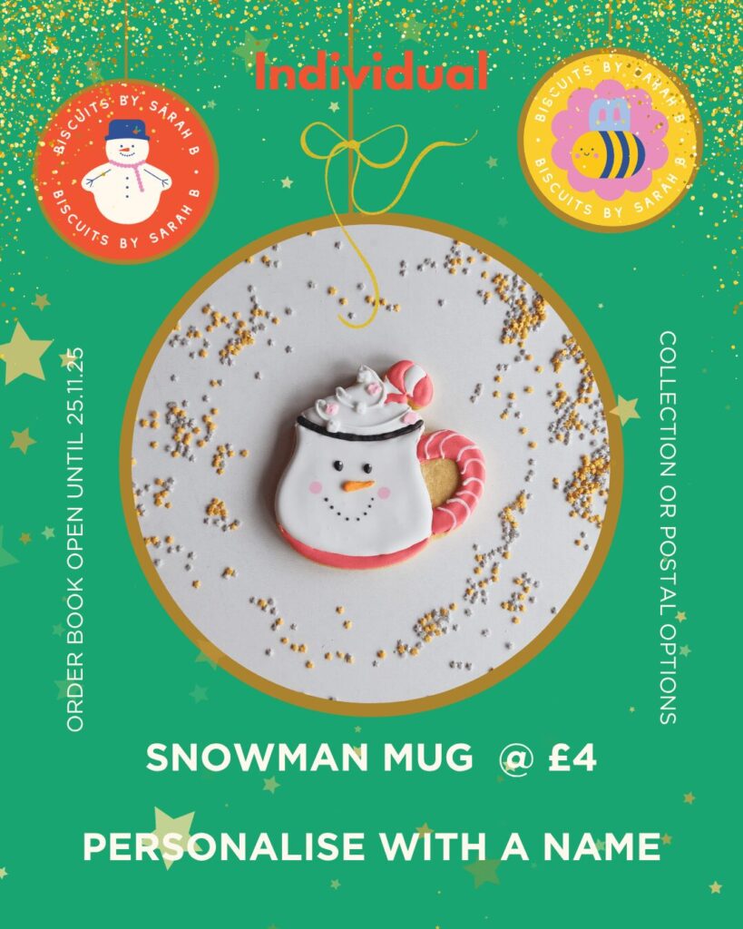 cute Snowman mug Christmas Biscuit personalise with name