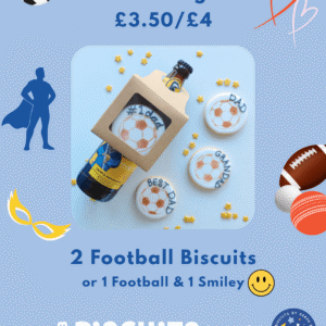 Father's Day Football Bottle Hanger with 2 football biscuits