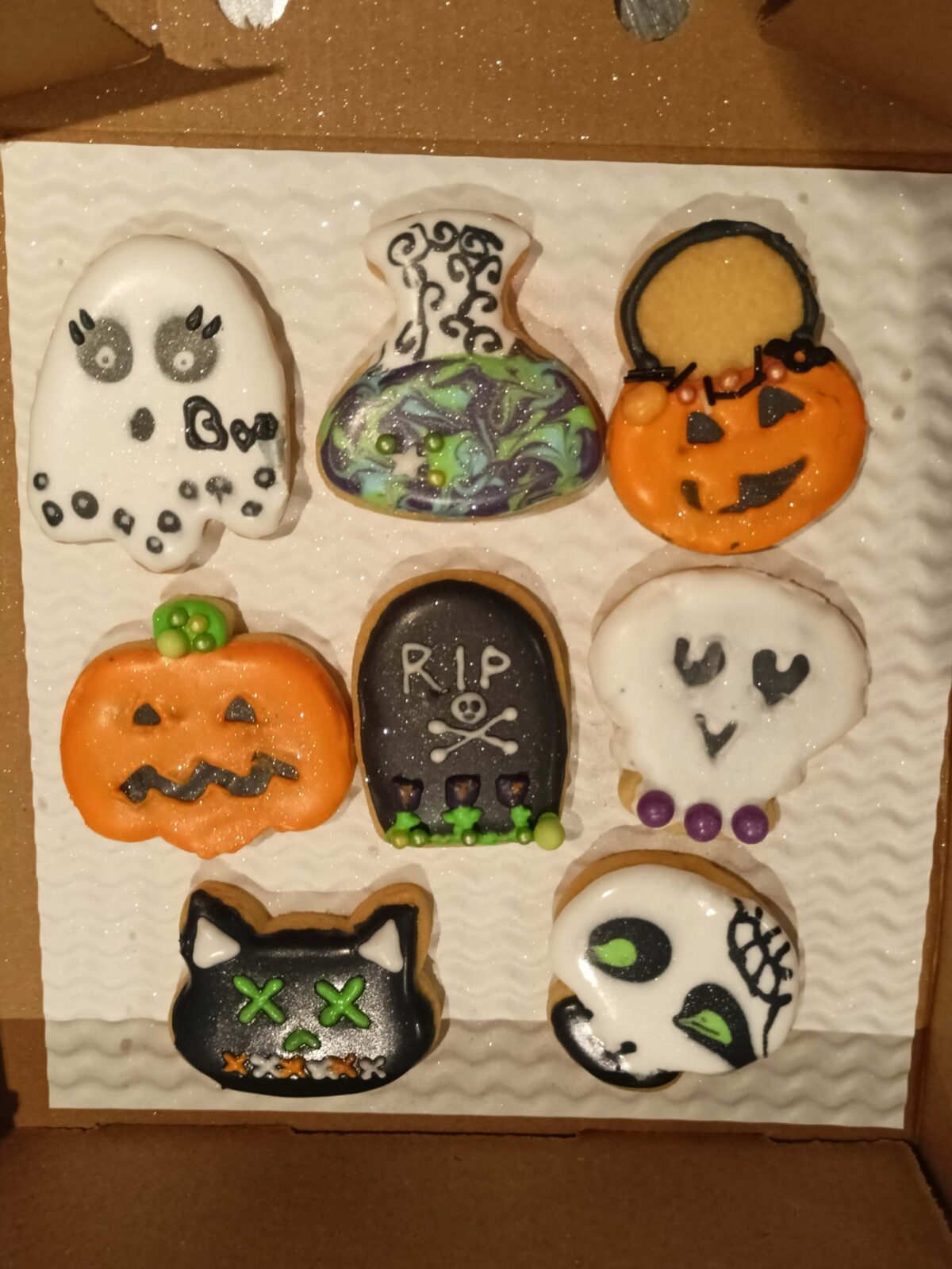 Set of decorated spooky biscuits